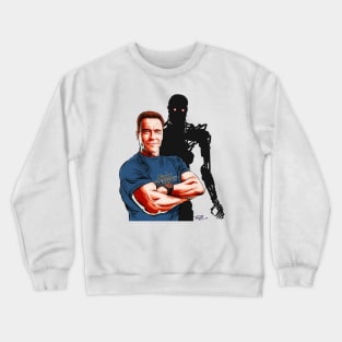 Arnold Schwarzenegger - An illustration by Paul Cemmick Crewneck Sweatshirt